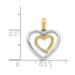 14kt Two-tone Dangling Heart in Diamond Heart Pendant - Image 4