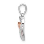 14k White and Rose Gold 1/20 carat Diamond Double Hearts Pendant - Image 2