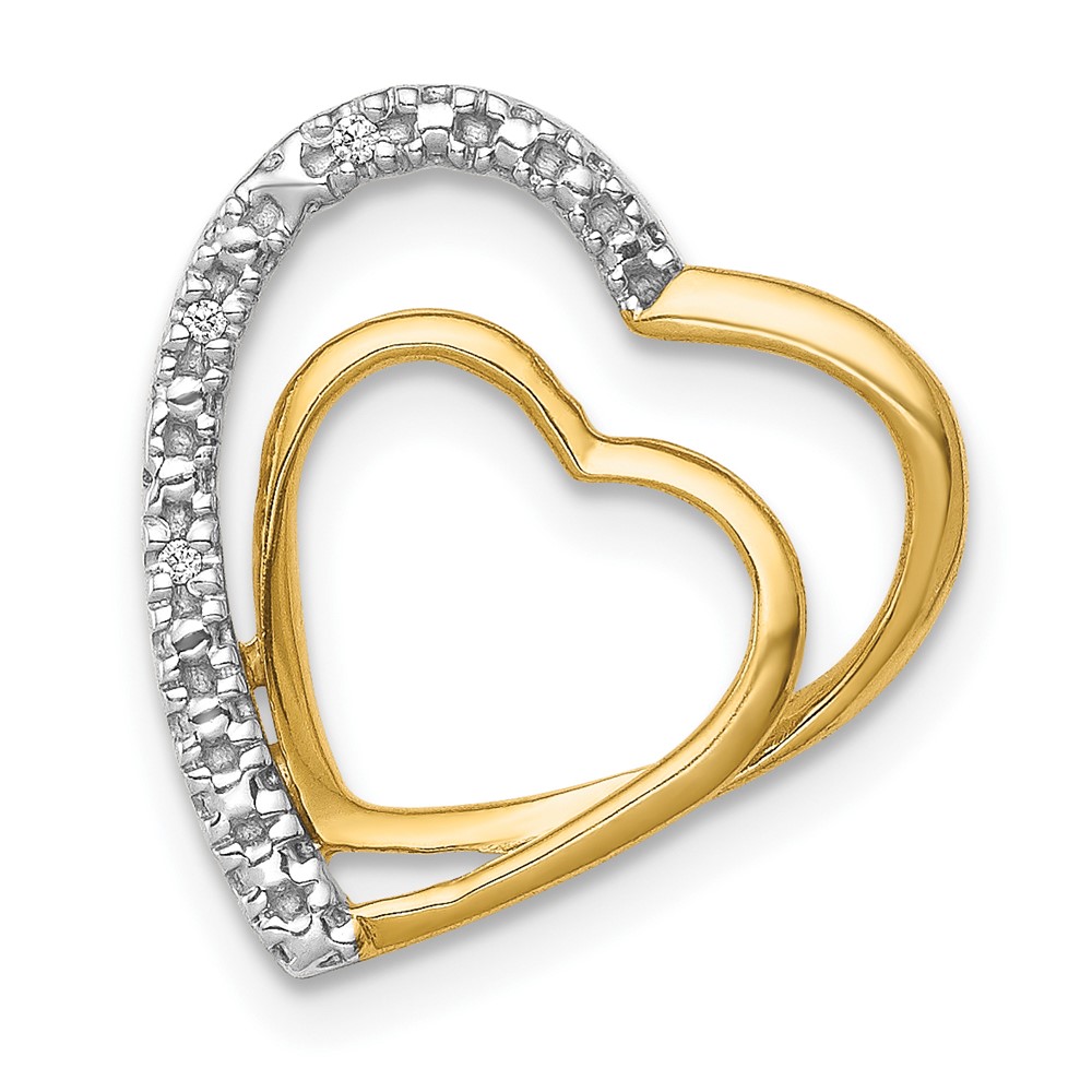 PM4911-001-1YA.jpg 10k .01ct. Diamond Double Heart Chain Slide - Image 1