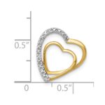 14k and White Rhodium .01 carat Diamond Double Heart Chain Slide - Image 3