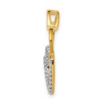 14k Two-Tone 1/10 carat Diamond Double Heart Chain Slide - Image 2