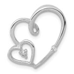 14k White Gold 1/20 carat Diamond Double Hearts Chain Slide