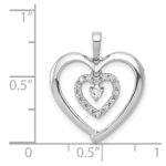 14k White Gold 1/10 carat Diamond Heart Dangle Pendant - Image 3