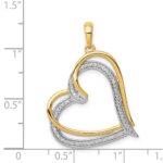 14k and White Rhodium 1/6 carat Diamond Double Heart Pendant - Image 3