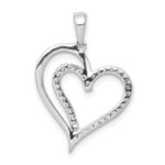 14k White Gold 1/10 carat Diamond Heart Pendant - Image 4