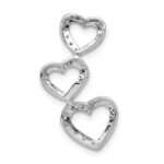 14k White Gold 1/10 carat Diamond Triple Heart Chain Slide - Image 4