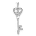 14k White Gold 1/10 carat Diamond Heart Key Pendant - Image 3