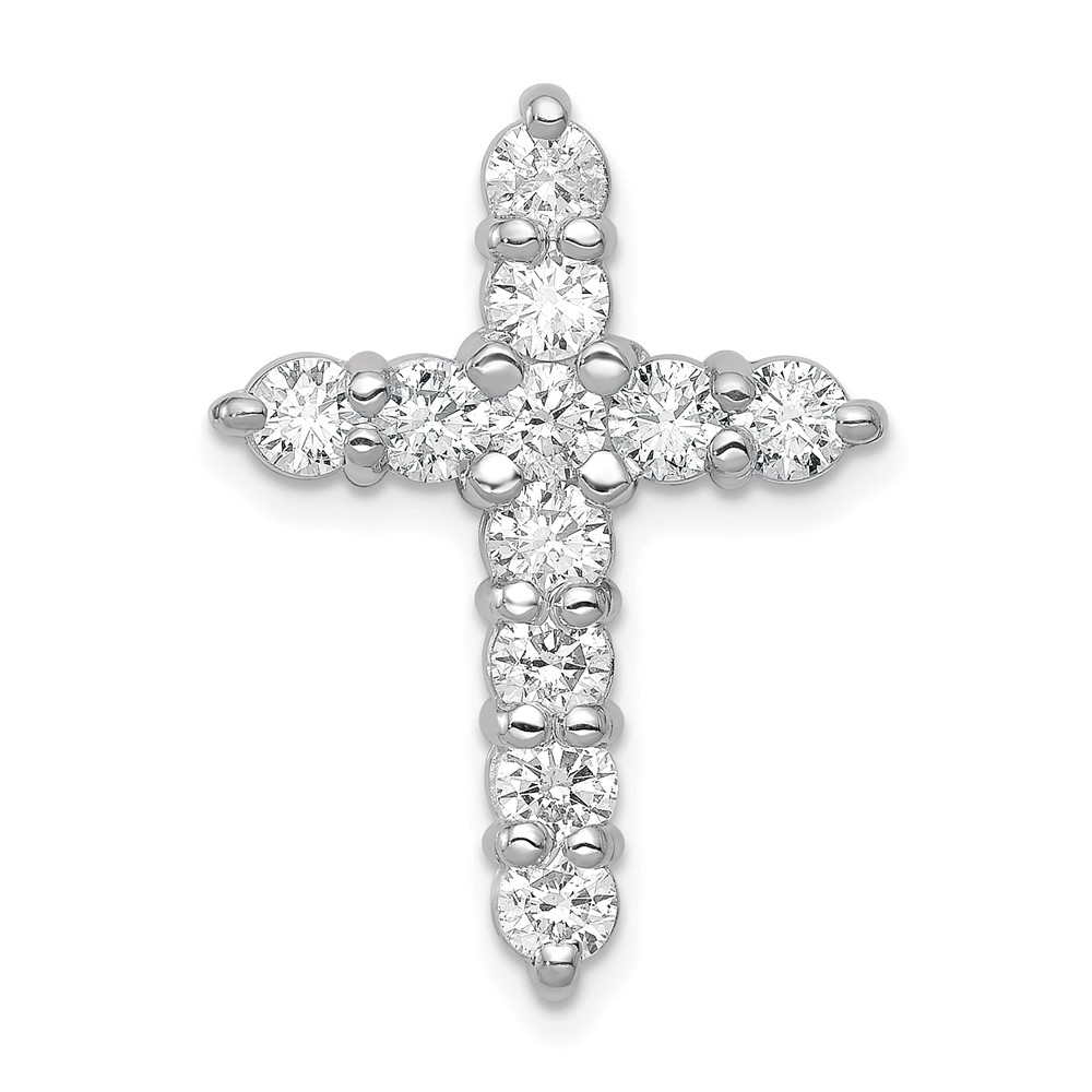 PM4953-125-WA.jpg 14k White Gold 1 1/4 carat Lab Grown Diamond VS/SI+ G+ Complete Cross Chain Slide Pendant - Image 1