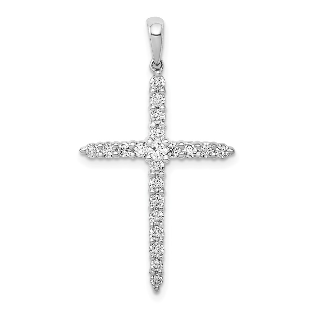 PM4960-050-WA.jpg 14k White Gold Polished 1/2 carat Diamond Cross Pendant - Image 1