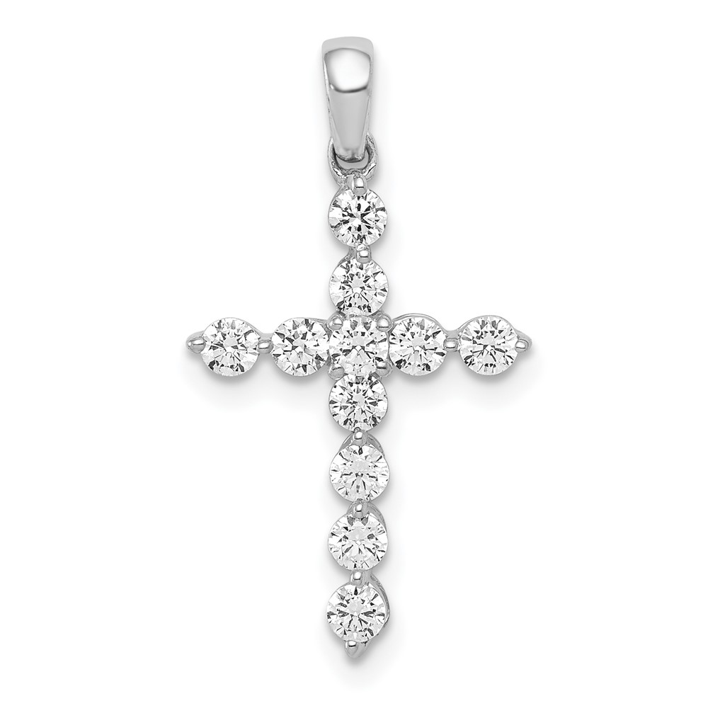 PM4968-050-WA-1.jpg 14k White Gold 1/2 carat Lab Grown Diamond VS/SI+ G+ Complete Cross Pendant - Image 1