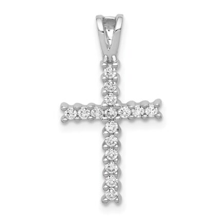 14k White Gold 1/4 carat Diamond Latin Cross Pendant