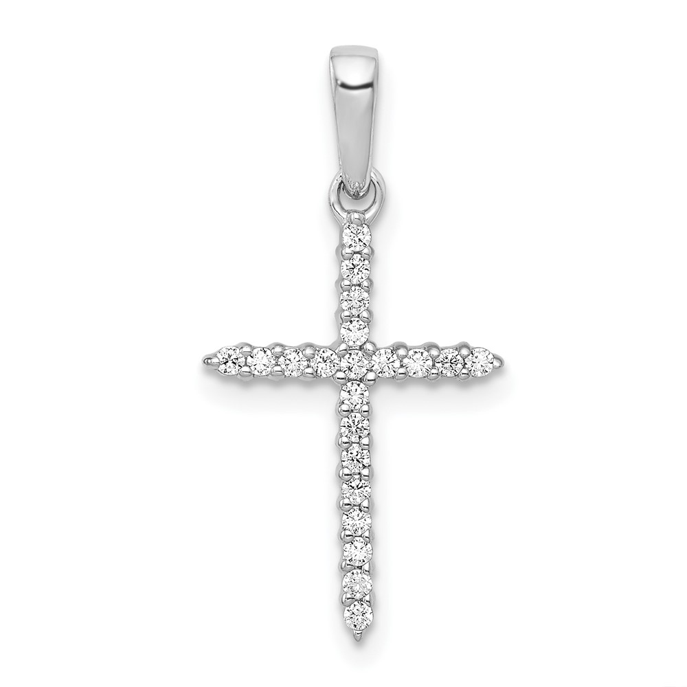 PM4977-016-1WA.jpg 10K White Gold 1/6ct. Diamond Cross Pendant - Image 1