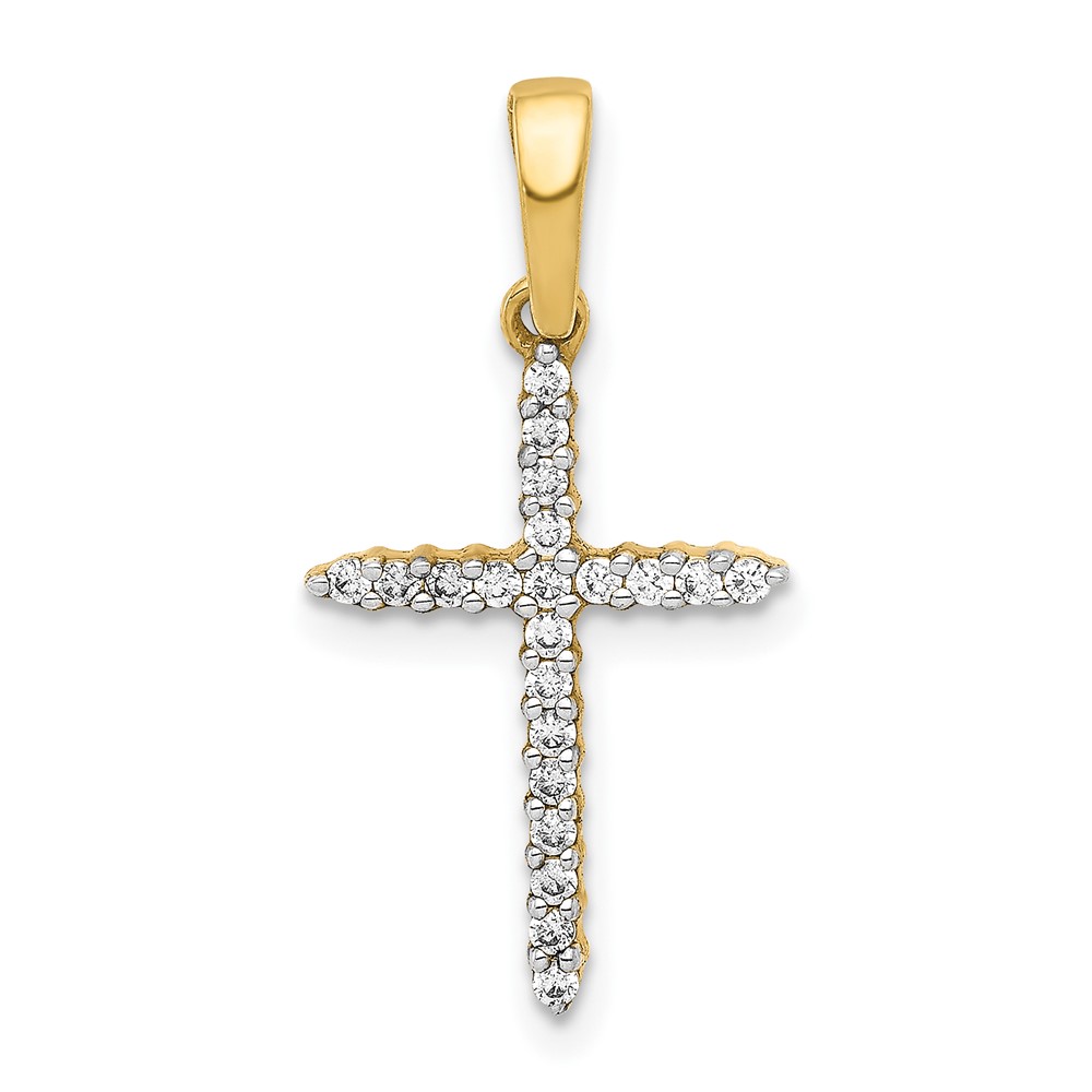 PM4977-016-1YA.jpg 10K 1/6ct. Diamond Cross Pendant - Image 1