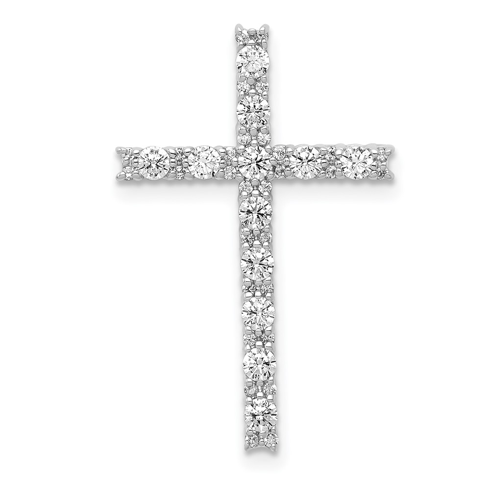 PM4980-050-WA.jpg 14k White Gold 1/2 carat Diamond Latin Cross Chain Slide - Image 1