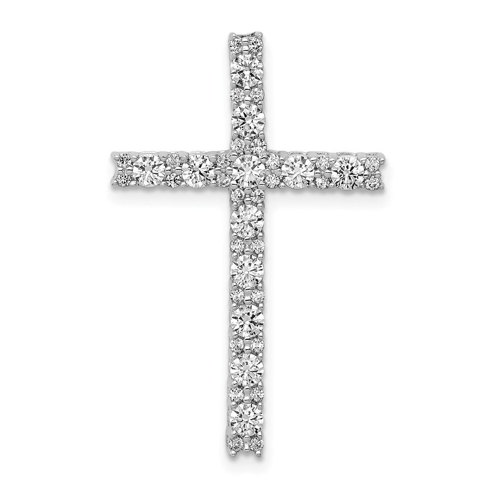 PM4980-075-WA.jpg 14k White Gold 3/4 carat Diamond Latin Cross Chain Slide - Image 1