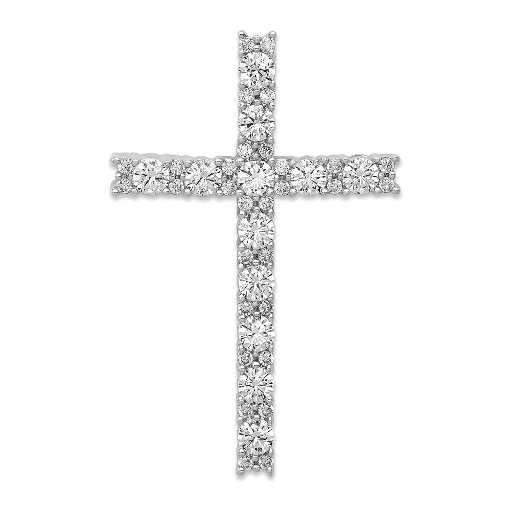 PM4980-100-WA.jpg 14k White Gold 1 carat Diamond Latin Cross Chain Slide - Image 1