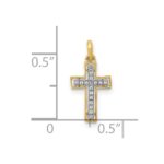 10K and Rhodium 1/20ct. Diamond Cross Pendant - Image 4