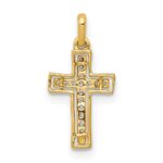 14k and White Rhodium 1/20 carat Diamond Cross Pendant - Image 3