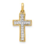 14k and White Rhodium 1/8 carat Diamond Cross Pendant