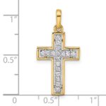 14k and White Rhodium 1/4 carat Diamond Cross Pendant - Image 4