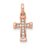 10K Rose Gold Small 1/20ct. Diamond Latin Cross Pendant