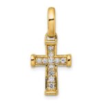 14k Small 1/5 carat Diamond Latin Cross Pendant