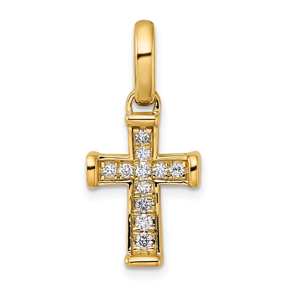 PM4982-020-YA.jpg 14k Small 1/5 carat Diamond Latin Cross Pendant - Image 1
