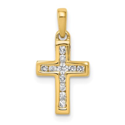14k 1/6 carat Diamond Latin Cross Pendant