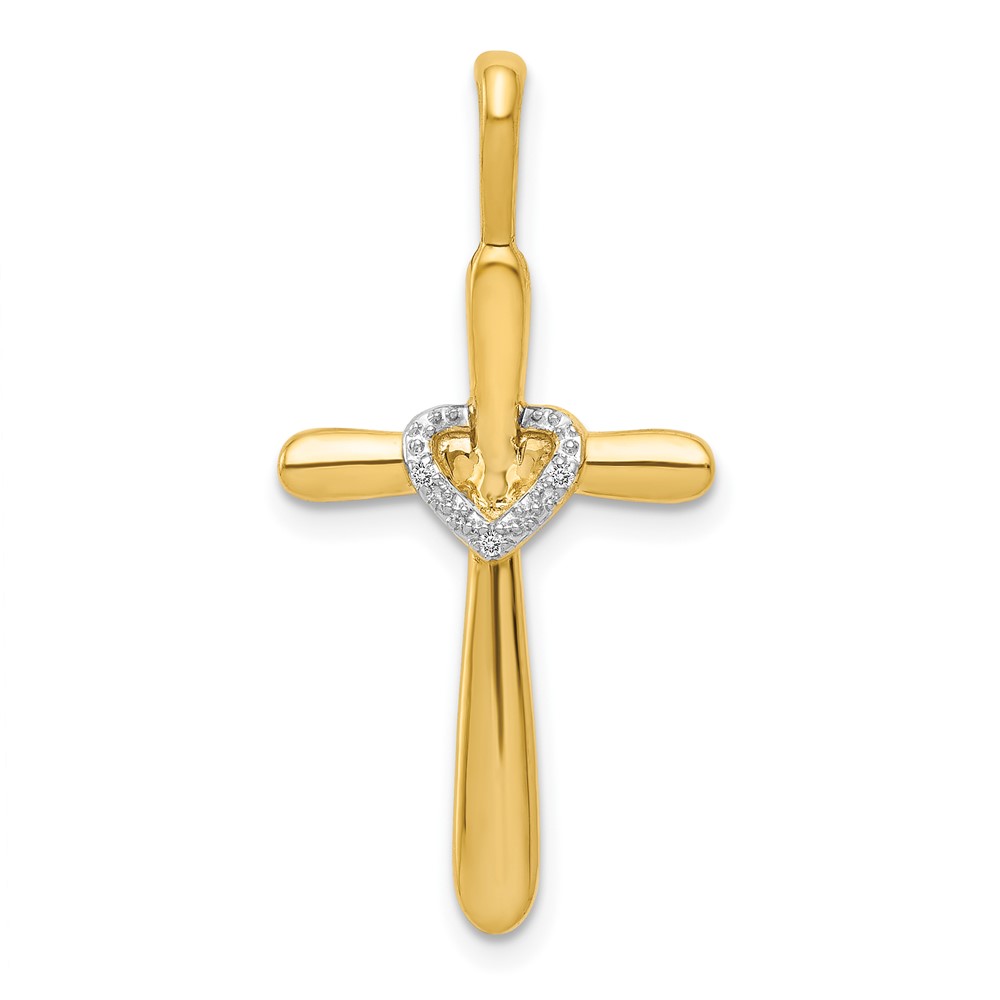 PM4992-010-1YA.jpg 10K Diamond Cross w/Heart Pendant - Image 1