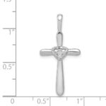 14k White Gold 1/10 carat Diamond Cross with Heart Pendant - Image 4