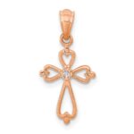 10K Rose Gold Diamond Accented Cross Pendant