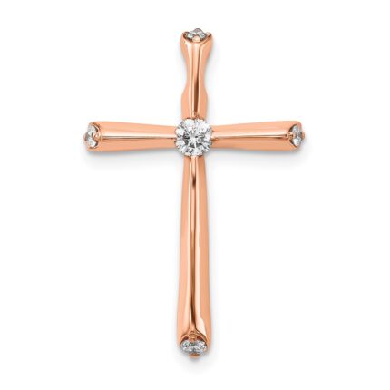 14k Rose Gold 1/5 carat Diamond Cross Chain Slide
