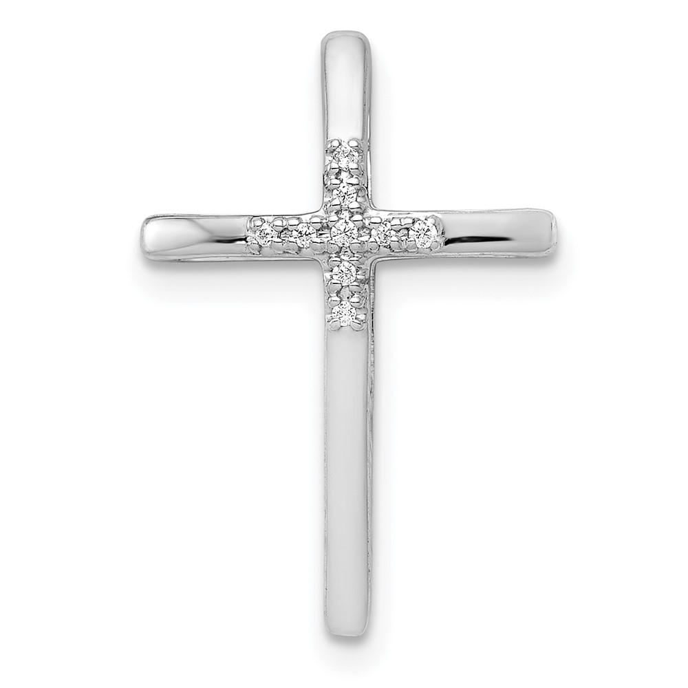 PM5009-003-WA.jpg 14k White Gold .03 carat Diamond Cross Chain Slide - Image 1