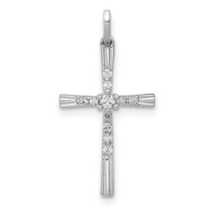 14k White Gold 1/10 carat Diamond Cross Pendant