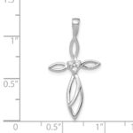 14k White Gold 3-Stone AA Diamond Cross Pendant - Image 3