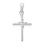 10K White Gold .01ct. Diamond Polished Budded Cross Pendant - Image 3