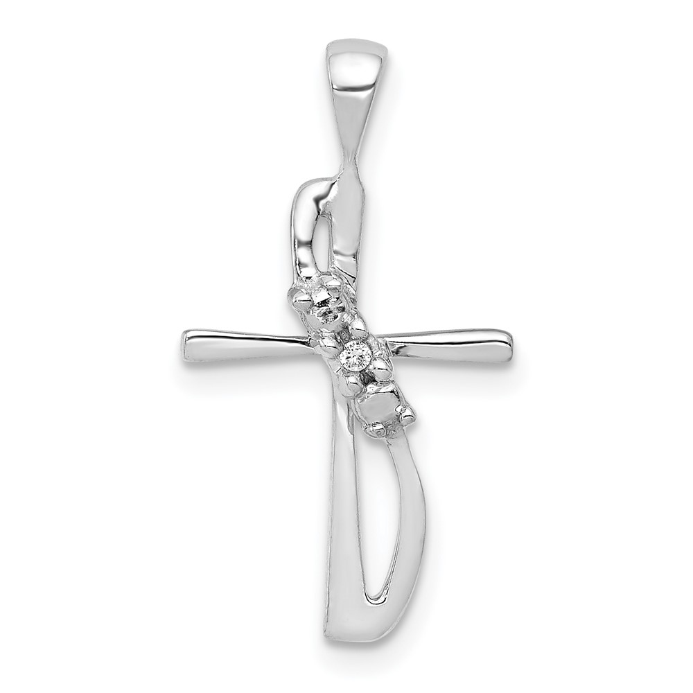 PM5023-001-WA.jpg 14k White Gold .01 carat Diamond Cross Pendant - Image 1