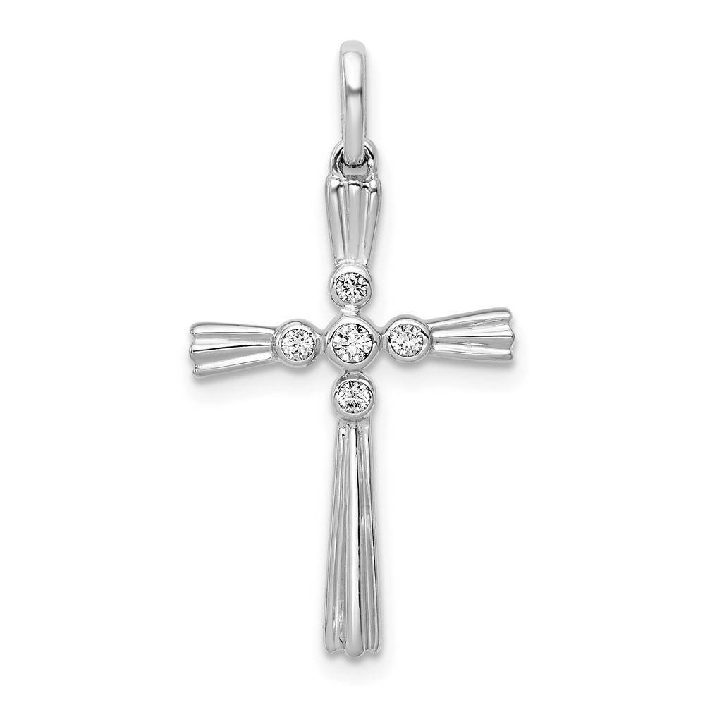 PM5025-008-WA.jpg 14k White Gold 1/15 carat Diamond Cross Pendant - Image 1