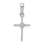 14k White Gold Small .01 carat Diamond Cross Pendant