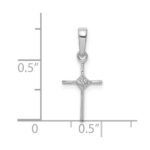 14k White Gold Small .01 carat Diamond Cross Pendant - Image 3