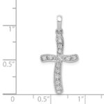 14k White Gold 1/8 carat Diamond Curved Cross Pendant - Image 4