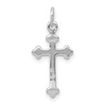 14k White Gold Small Diamond Budded Cross Pendant - Image 4