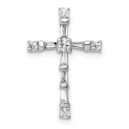 14k White Gold 1/3 carat Diamond Cross Chain Slide