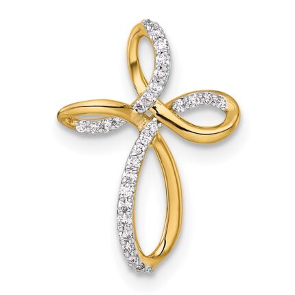 14k 1/10 carat Diamond Cross Chain Slide