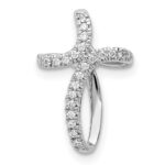 14k White Gold 1/15 carat Diamond Cross Omega Slide
