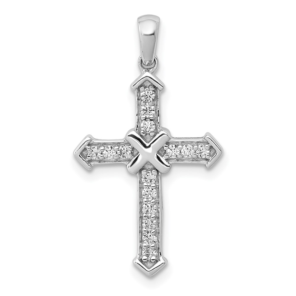 PM5064-020-WA.jpg 14k White Gold 1/6 carat Lab Grown Diamond VS/SI+ G+ Complete Cross Pendant - Image 1