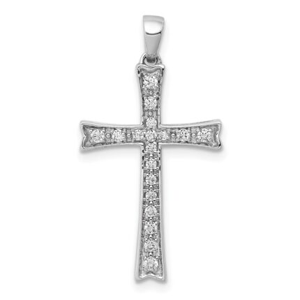 14k White Gold 1/5 carat Diamond Cross Pendant