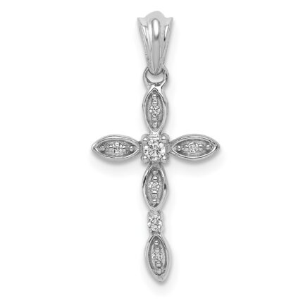 14k White Gold 1/20 carat Diamond Cross Pendant