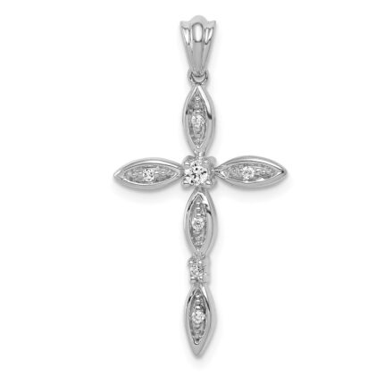 14k White Gold 1/10 carat Diamond Cross Pendant