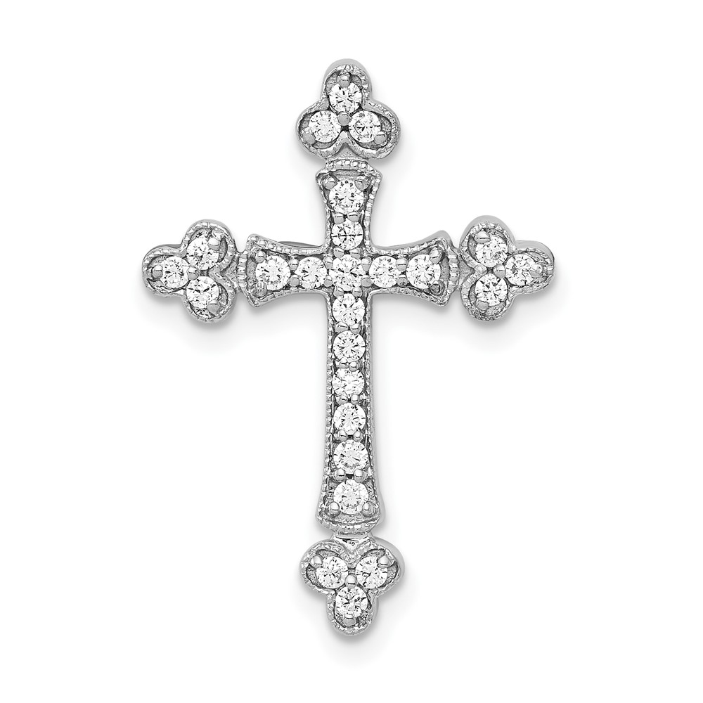 PM5070-025-1WA.jpg 10K White Gold 1/4ct. Diamond Budded Cross Chain Slide - Image 1